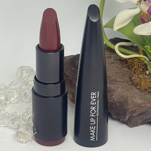 Make Up For Ever Rouge Artist Intense Color Lipstick -418 Cheerful Burgundy -New - Picture 1 of 5